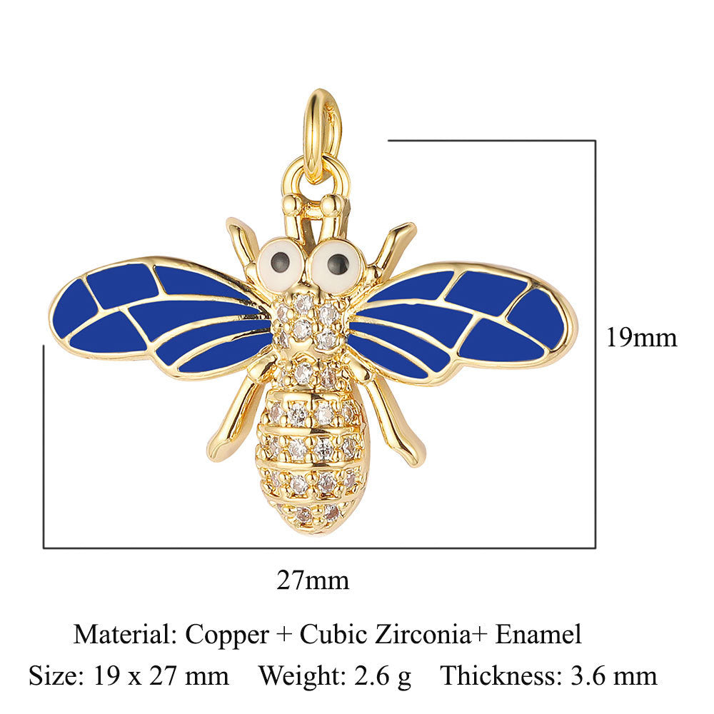 Bee Butterfly Dragonfly Copper Zircon Pendant Devil's Eye