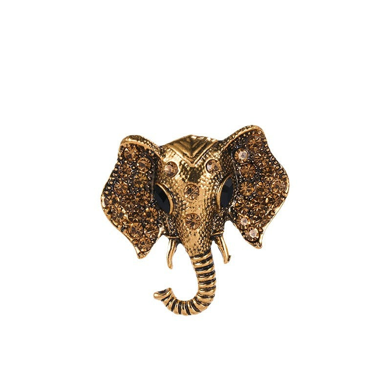 Enamel Oil Drop Diamond Elephant Brooch