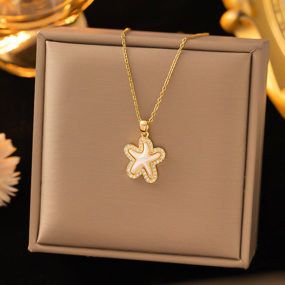 Starfish pentagram necklace girl