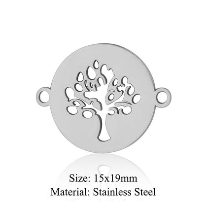 5 pcs/pack Four Leaf Clover Tree of Life Transfer Titanium Steel Pendant