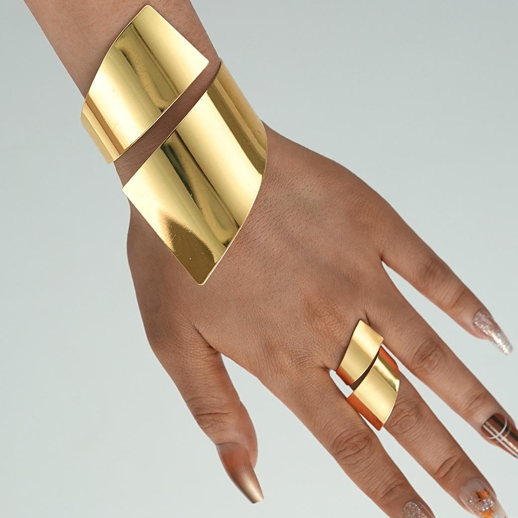 Irregular Geometric Open Bracelet Set