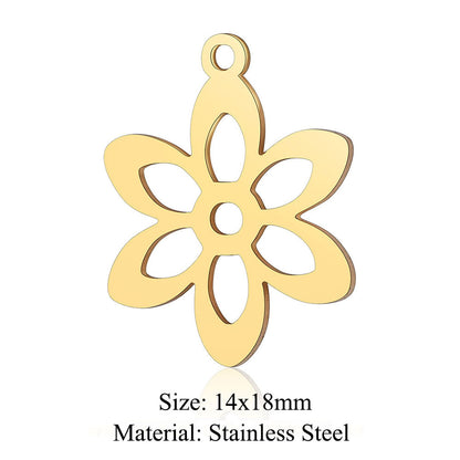 5 pcs/bag leaf flower titanium steel pendant four-leaf clover