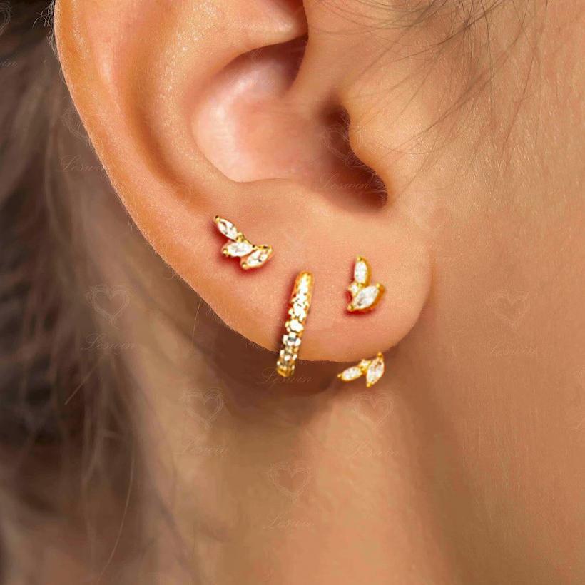 Zircon Teardrop Stacked Earrings Set