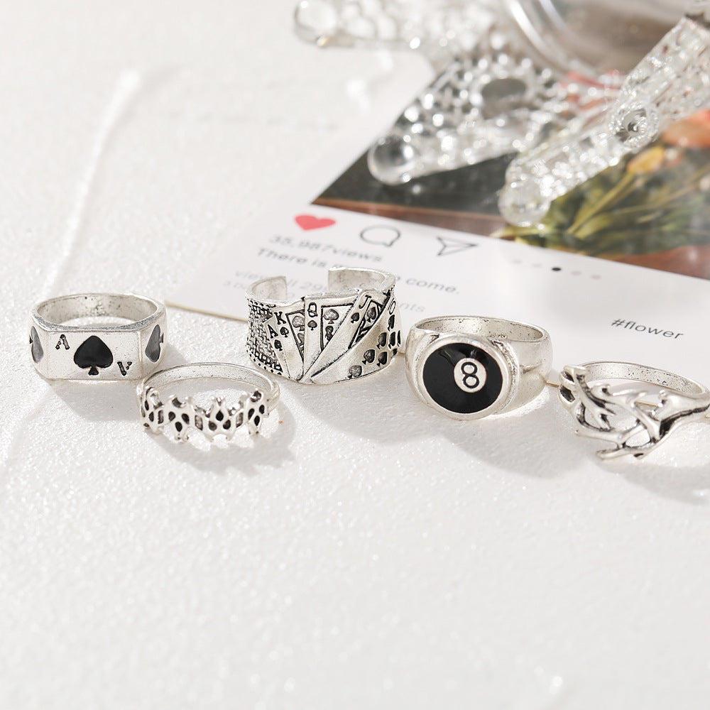 Spade Playing Card Ring Set