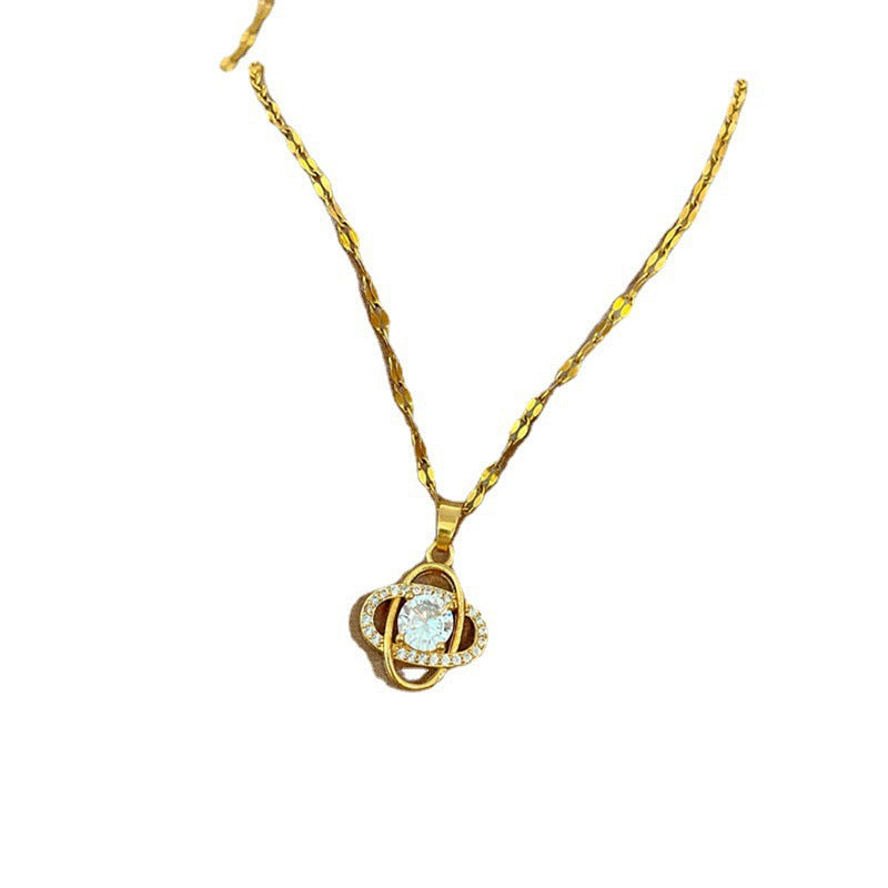 Four-leaf clover diamond necklace