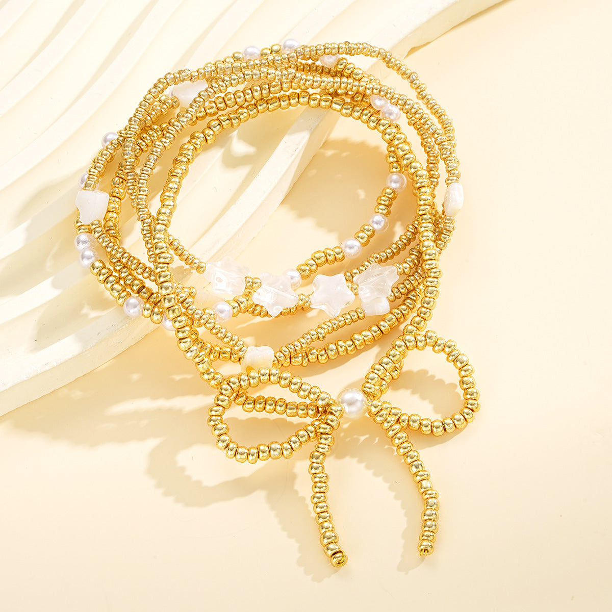 CCB Bow Pearl Beach Bracelet Set (6-Piece)