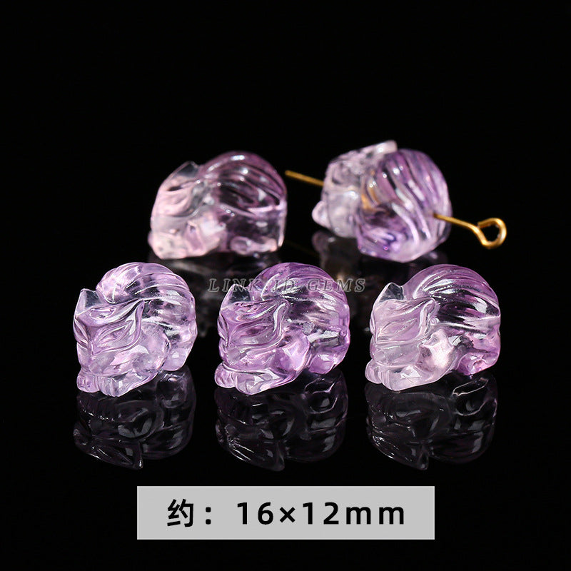 Amethyst engraving Pixiu nine-tailed fox single loose bead