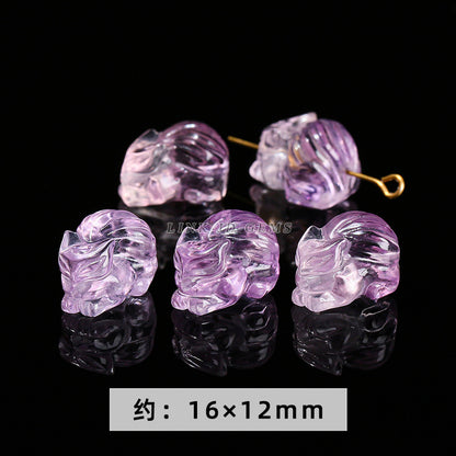 Amethyst engraving Pixiu nine-tailed fox single loose bead