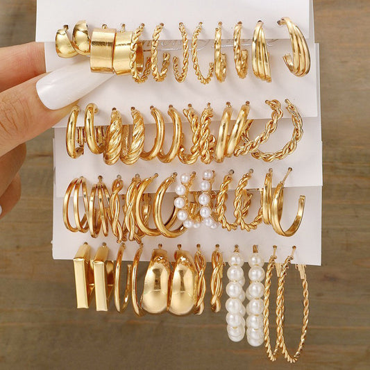 Twist Imitation Pearl Earring Set (24-Piece)