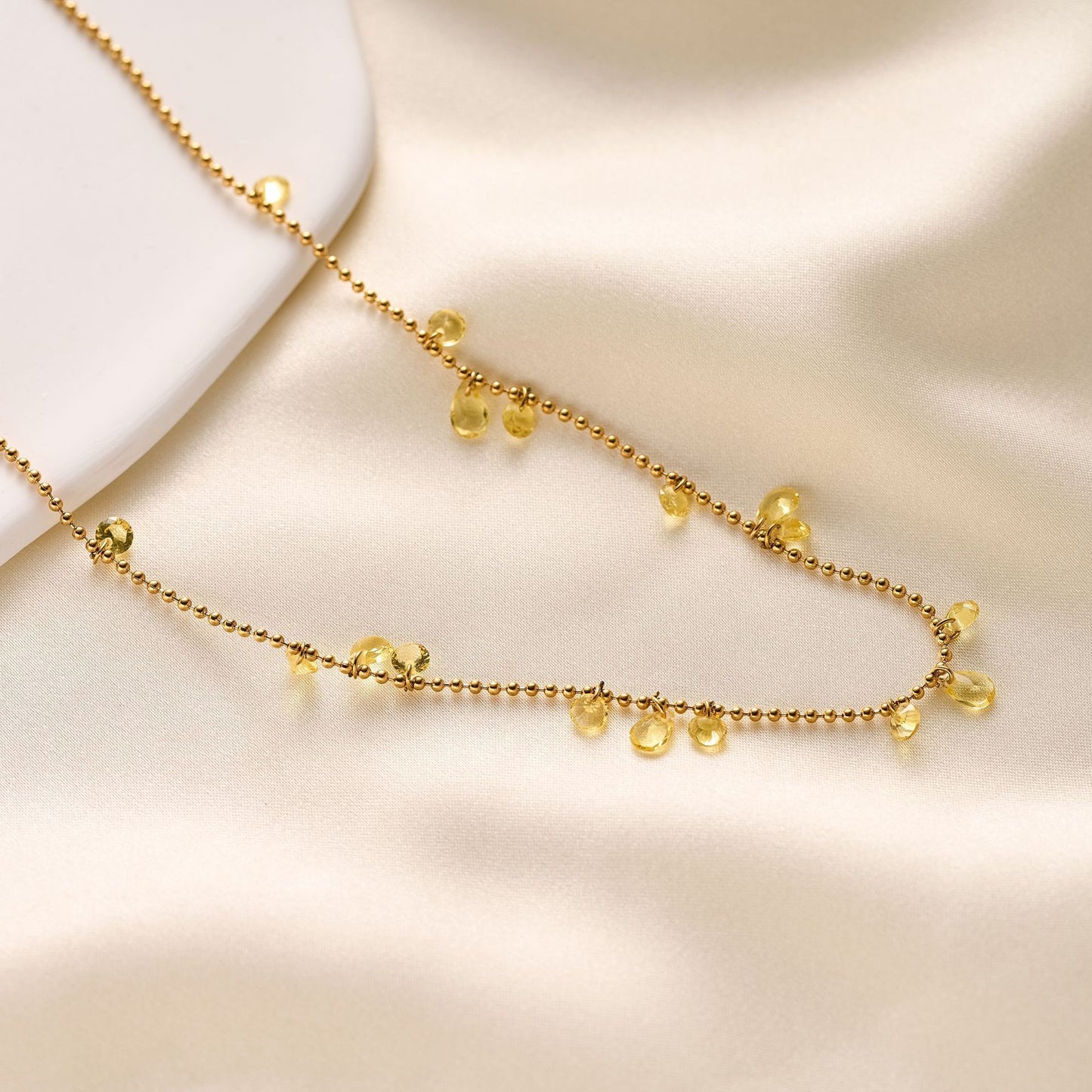 Titanium Steel Olive Green Drop Necklace