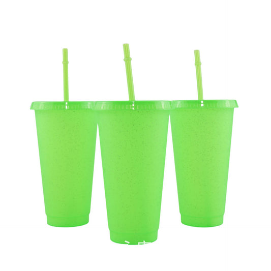 710Ml fluorescent green glitter straw cup