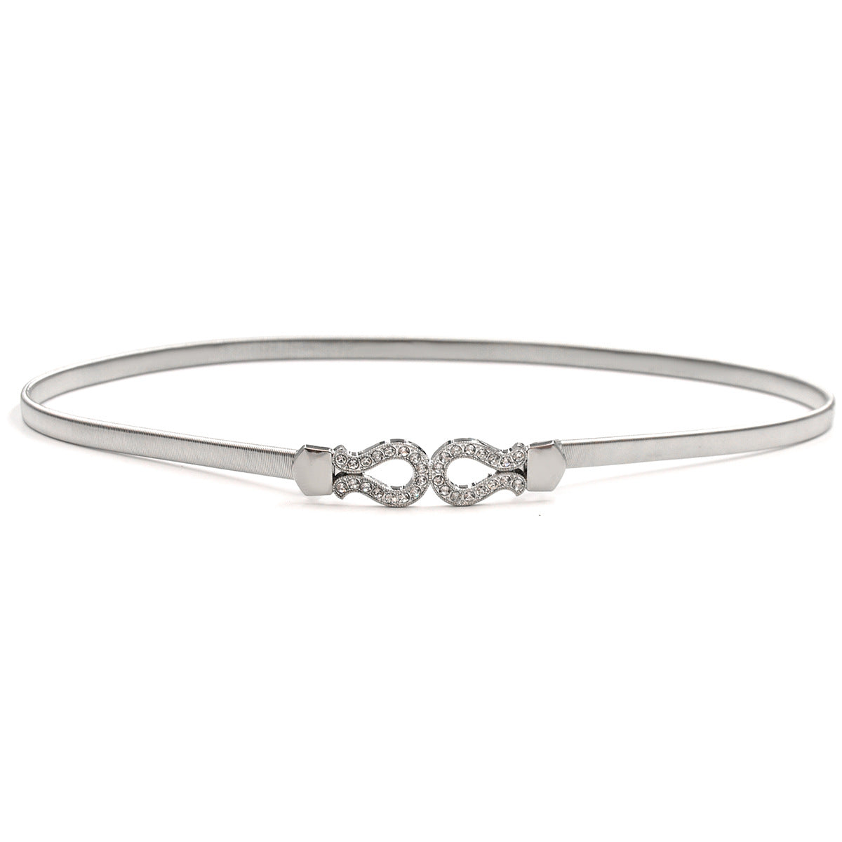 Silver chain round buckle belt