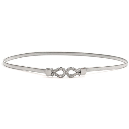 Silver chain round buckle belt