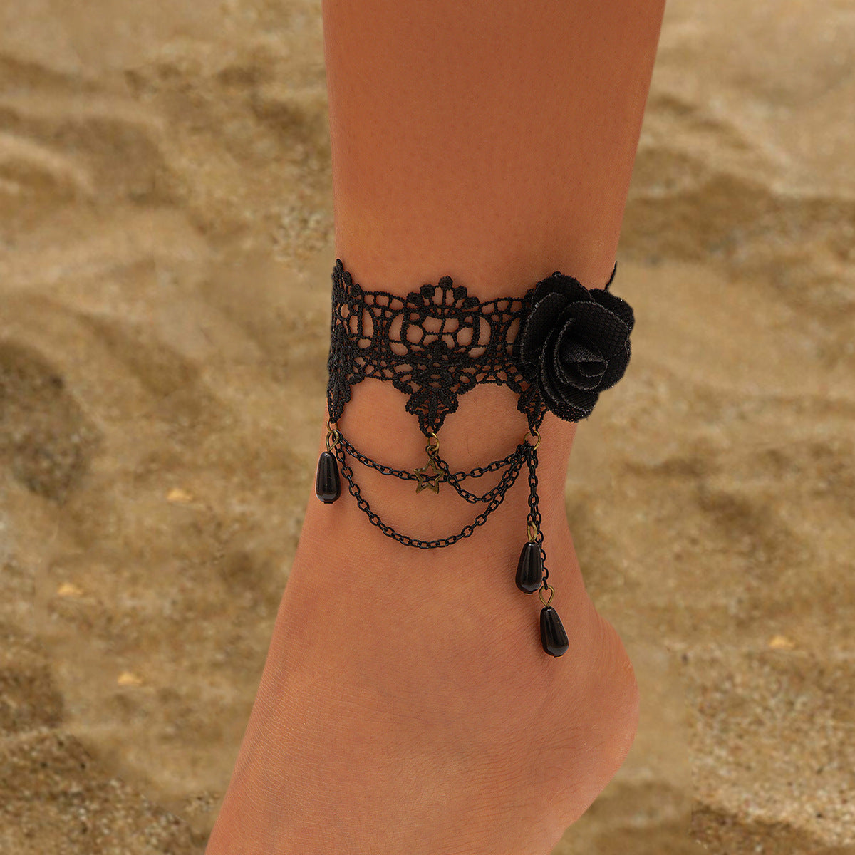 Vampire water drop lace alloy anklet