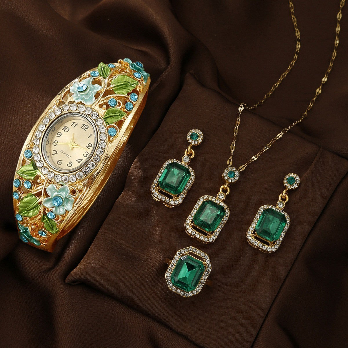Bracelet watch retro literary jewelry set