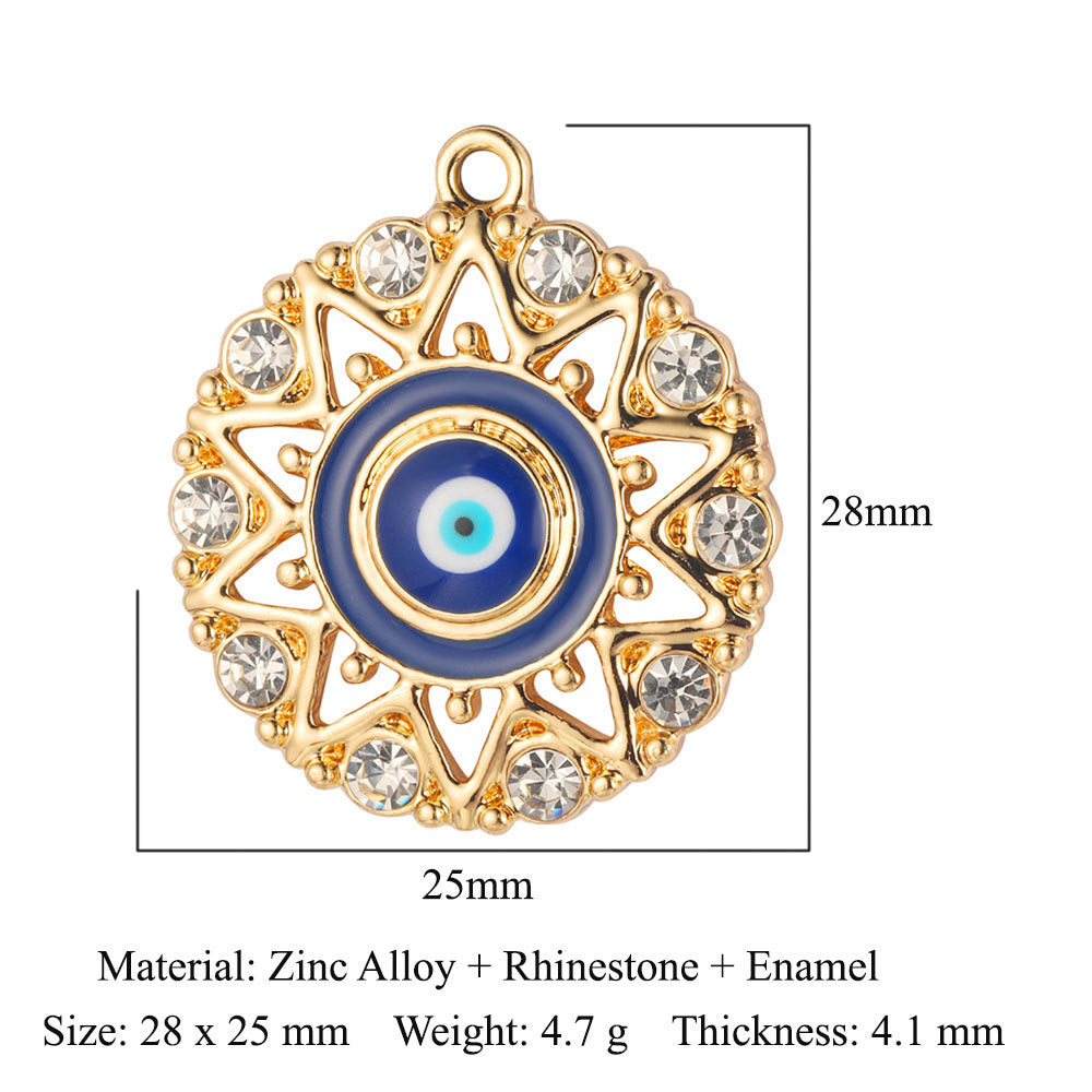 5 piezas/paquete, colgante de aleación con forma de cruz de ojo. 