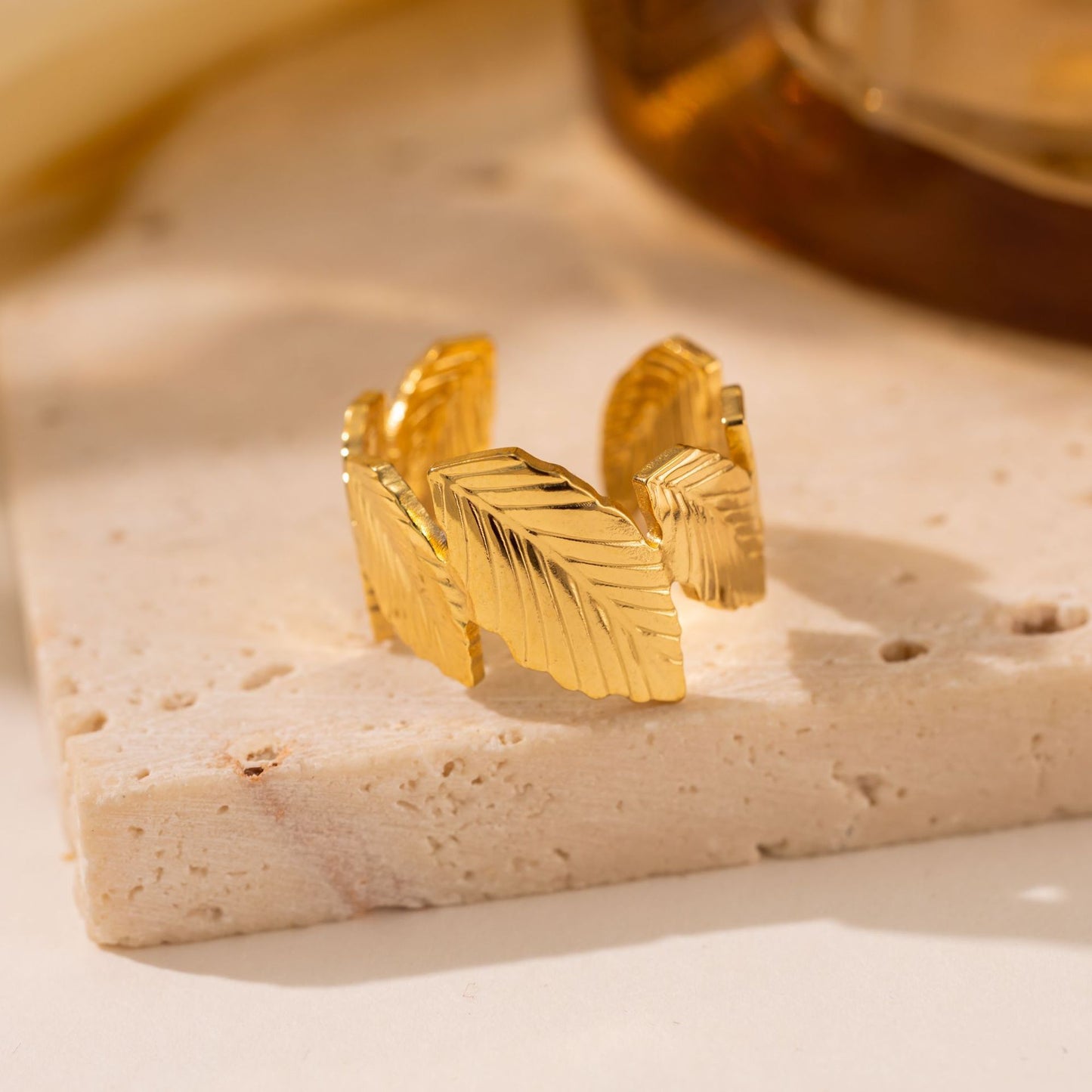 Titanium Steel Leaf Ring