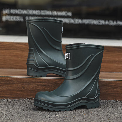 Rain shoes men's medium tube thick sole wear-resistant