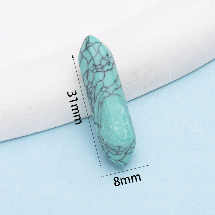 Colar de pingente de coluna hexagonal de ponta dupla de cristal 