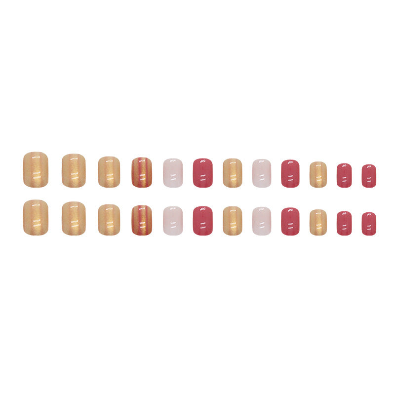Short Aurora Gold Glitter Fake Nails