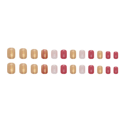 Short Aurora Gold Glitter Fake Nails