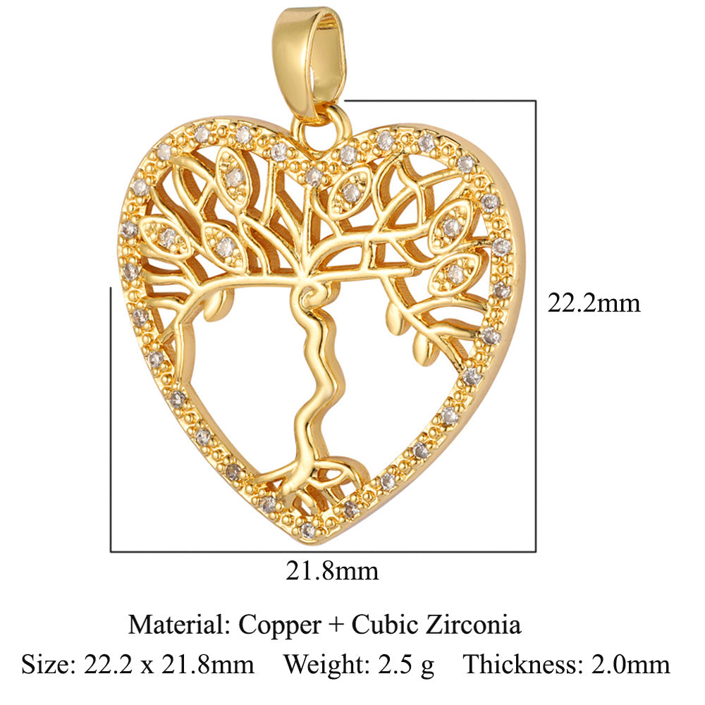 Copper zircon flower love bohemian pendant