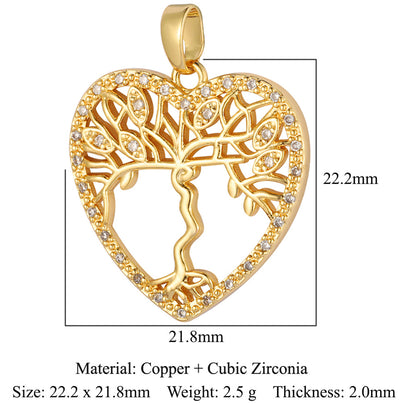 Copper zircon flower love bohemian pendant