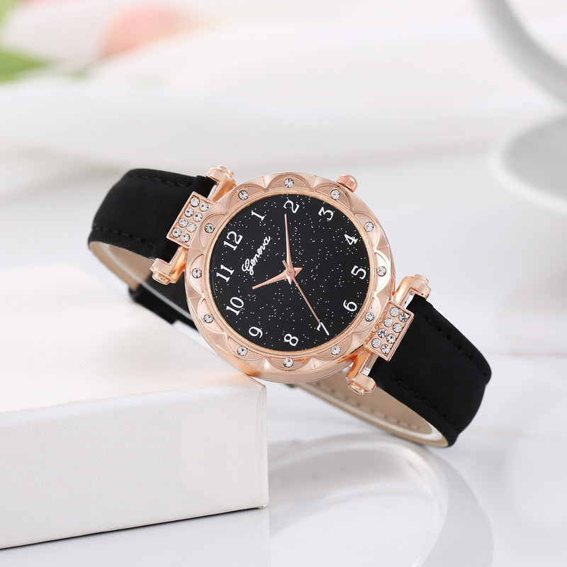 Starry Sky Digital Face Diamond Belt Quartz Watch
