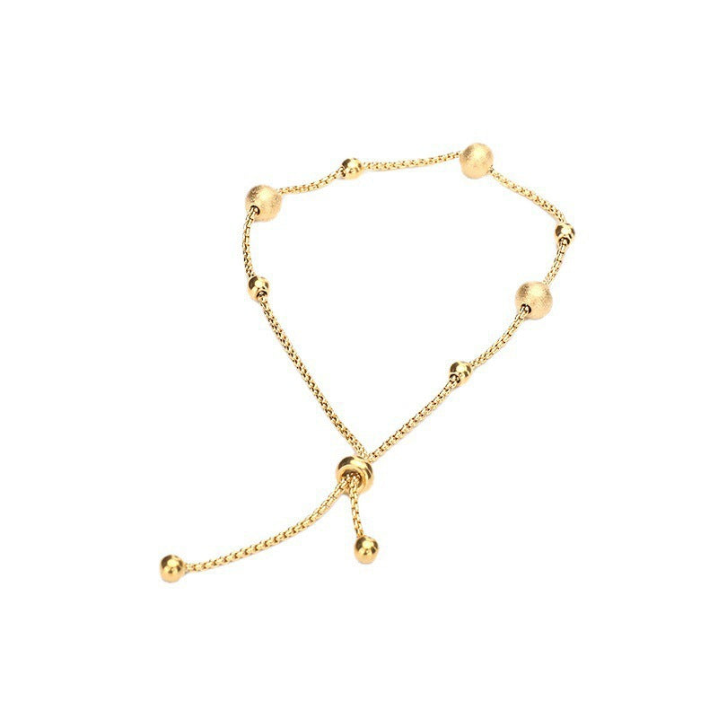 18K Gold-Plated Titanium Steel Small Bean Bead Bracelet — DIY Gift for Her