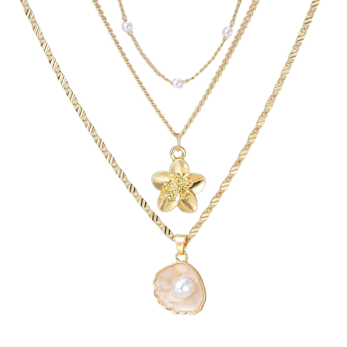 Pearl Shell Multi-Layer Necklace Set