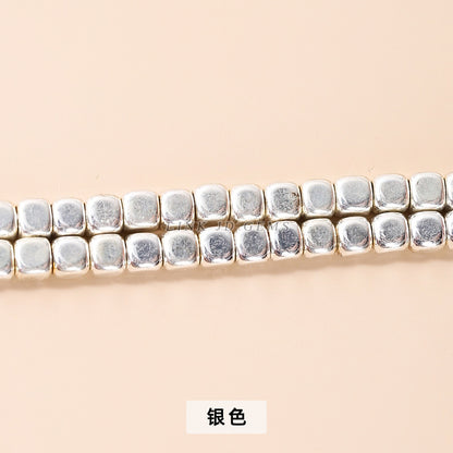 2/3/4 mm electroplated black gallstone rounded square loose beads