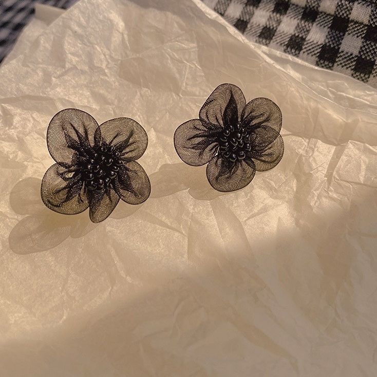 Black Petal Earrings for Women