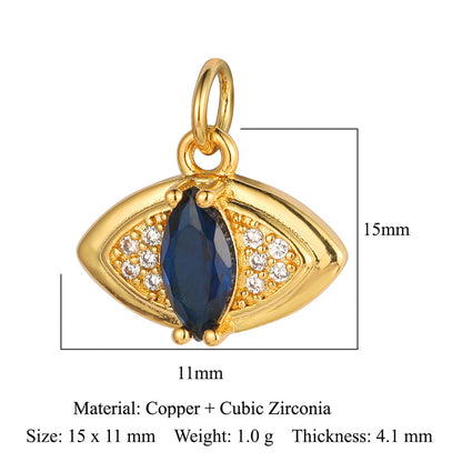 Colgante de cobre y circonita con forma de oso de ojo del diablo 