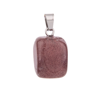 Crystal amorphous semi-precious stone cube pendant