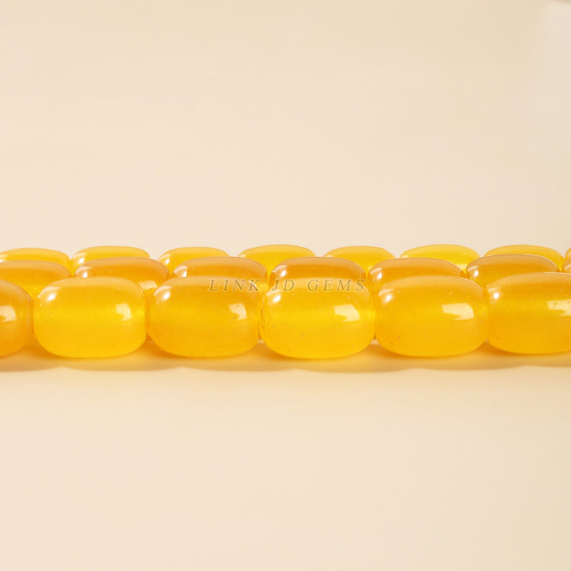 Optimized yellow chalcedony bucket beads loose beads