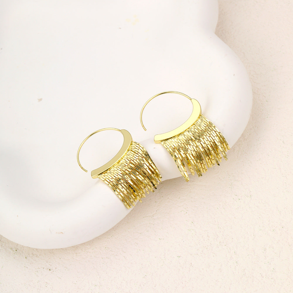 Geometric Fringe Chain Earrings