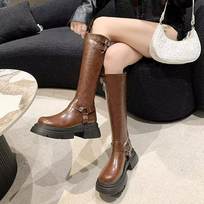 Vintage Skinny Platform Knight Boots