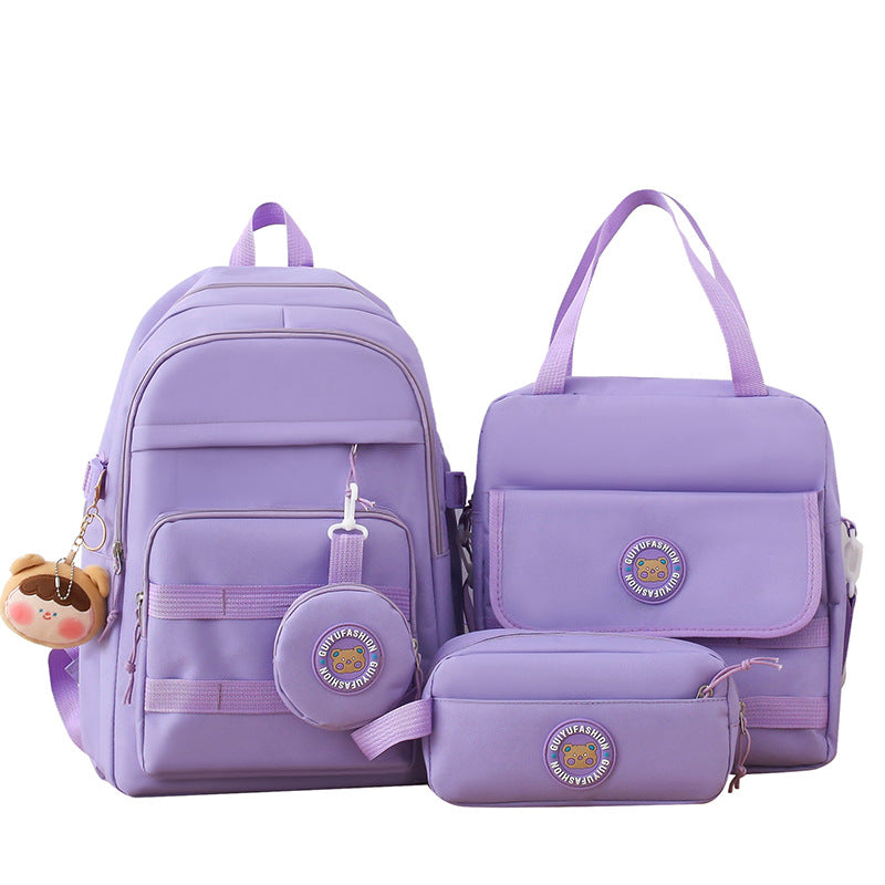 Casual campus style solid color backpack wholesale