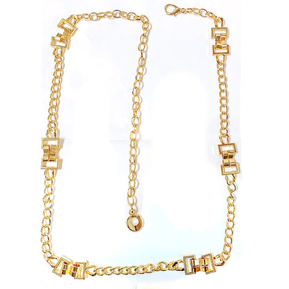 Carved geometric retro waist chain