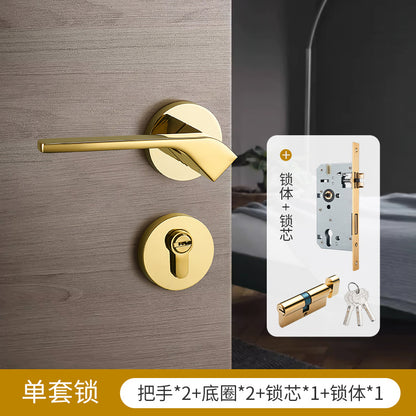 Brass gold interior door lock handle