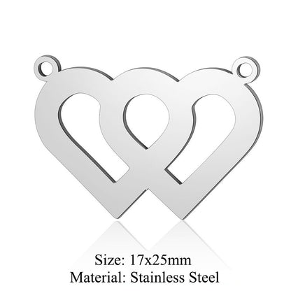 5 pcs/bag peach heart love titanium steel pendant accessories
