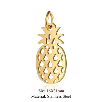 5 pcs/titanium steel jewelry map pineapple pendant accessories