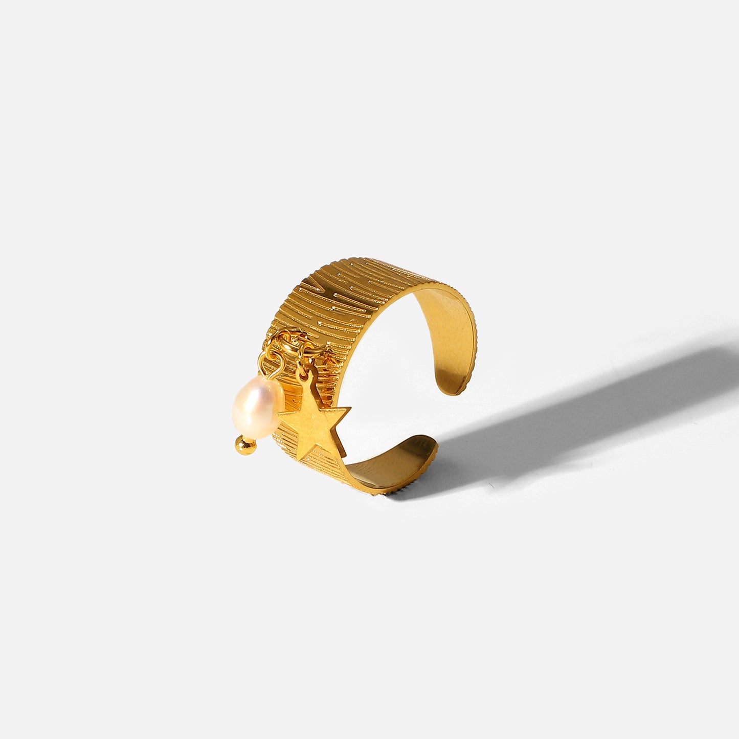 Star Pearl Pendant Open Ring