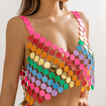 Colorful sequined skirt body chain