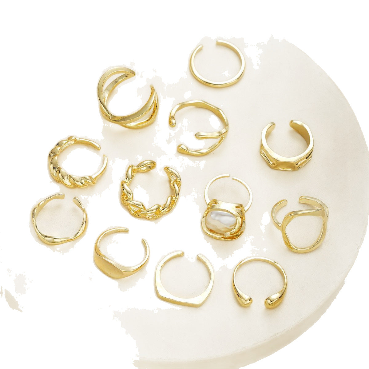 12-Piece Stackable Glossy Open Ring Set
