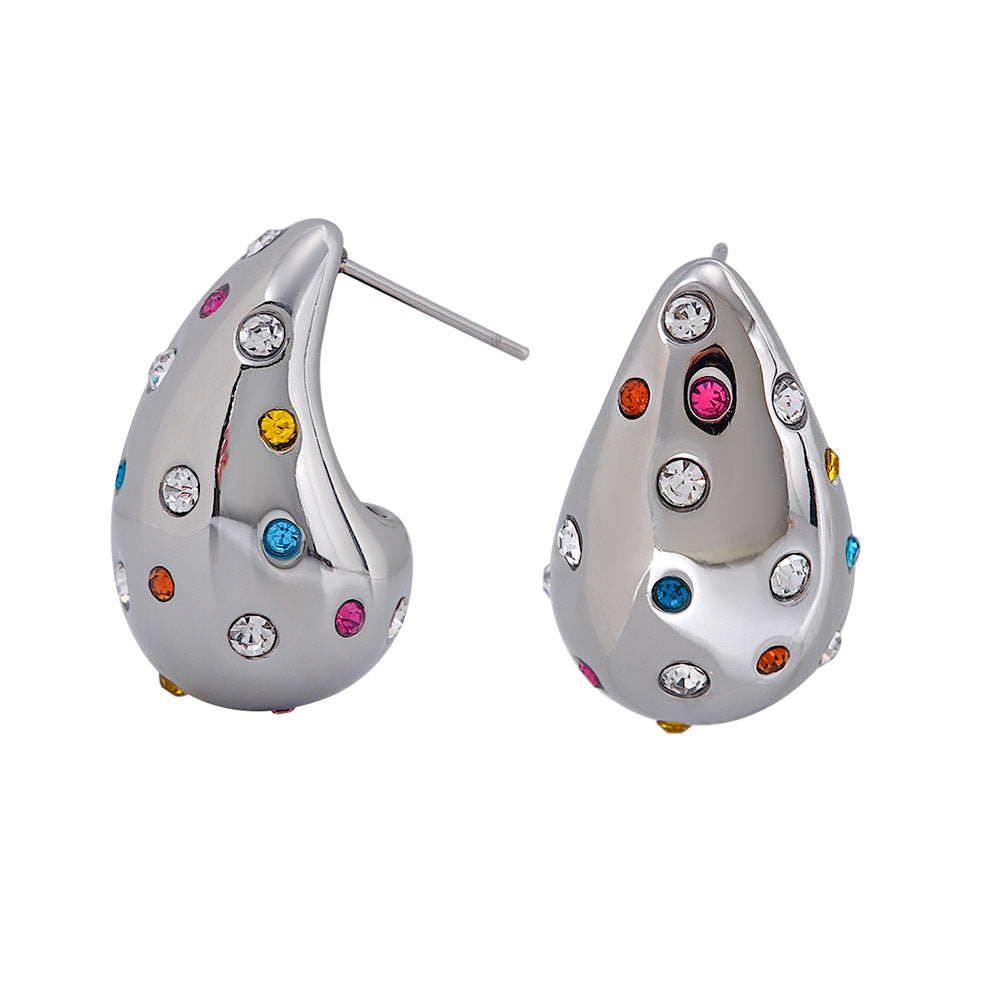Colorful rhinestone teardrop earrings