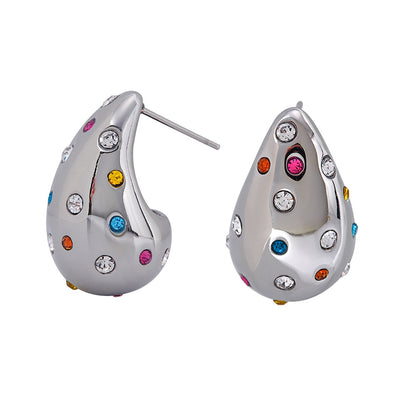 Colorful rhinestone teardrop earrings