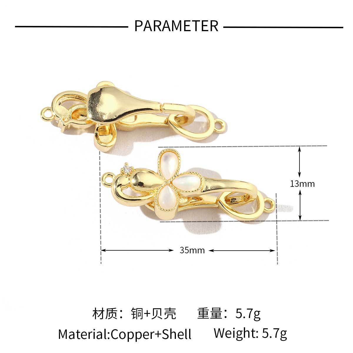 Flower shell copper zircon removable universal buckle
