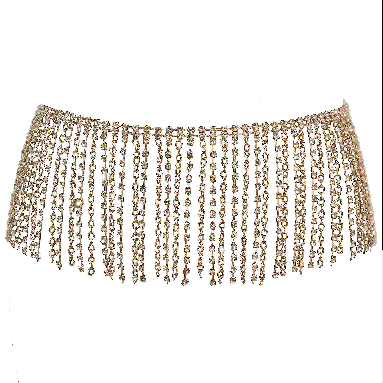 Rhinestone inlaid belly dance waist chain