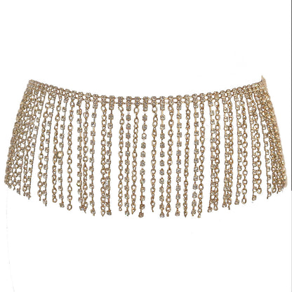 Rhinestone inlaid belly dance waist chain
